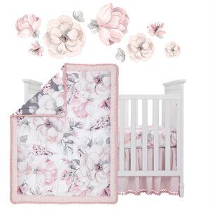 Signature Botanical Baby Watercolor Floral 4-Piece Crib Bedding Set